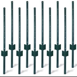 New in Box Fence Posts 4 Feet Sturdy Duty Metal Fence Post, Pack of 10 No Dig Garden U Post for Wire