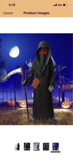 Oskiner Grim Reaper Costume for Kid,Scary Halloween Costume