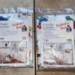 Vintage Paddington Bear Nursery Curtains & Diaper Stacker