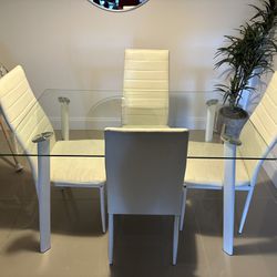 Kitchen Table & Chairs Tempered Glass