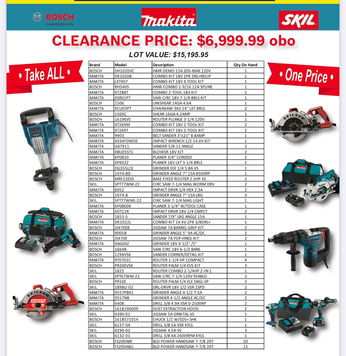 Makita / SKIL NEW TOOLS FINAL SALE