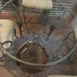 Glass Breakfast Nook Table With 4 Chairs And Matching baker Rack