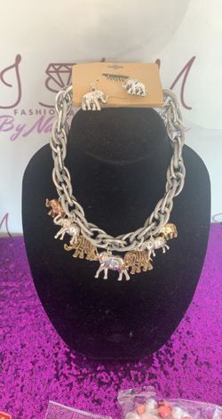 Elephant necklace and earring set
