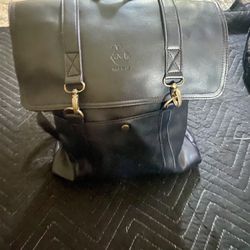 Mabu Black Leather Backpack Purse 