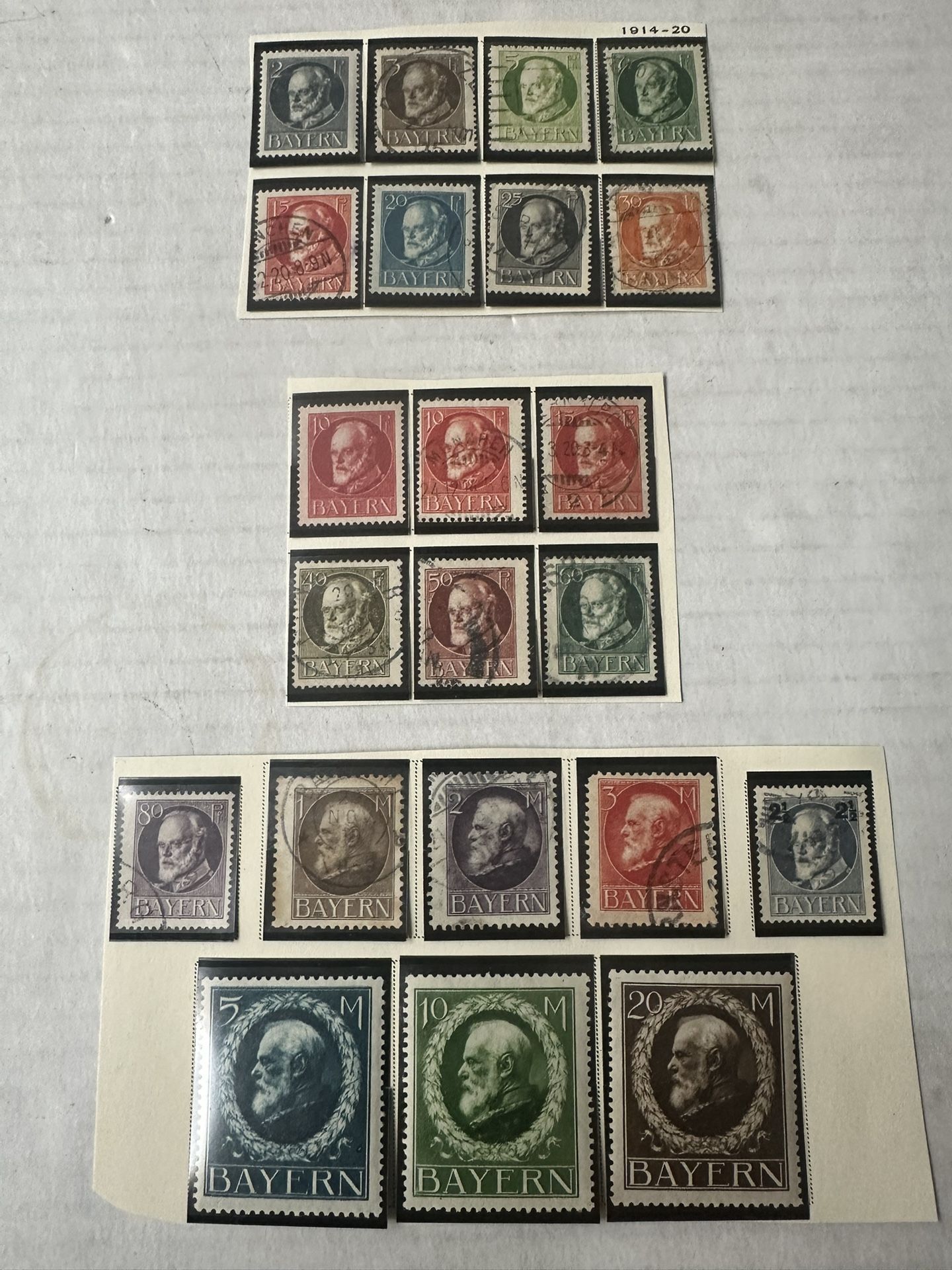 Bavaria 1914-20 Complete Set Of 22 Stamps Used