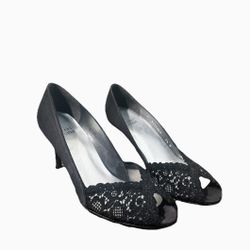 Stuart Weitzman Black peep-toe heels