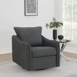 Swivel Glider Accent Chair Charcoal Textured Boucle fabric, New Especial price 