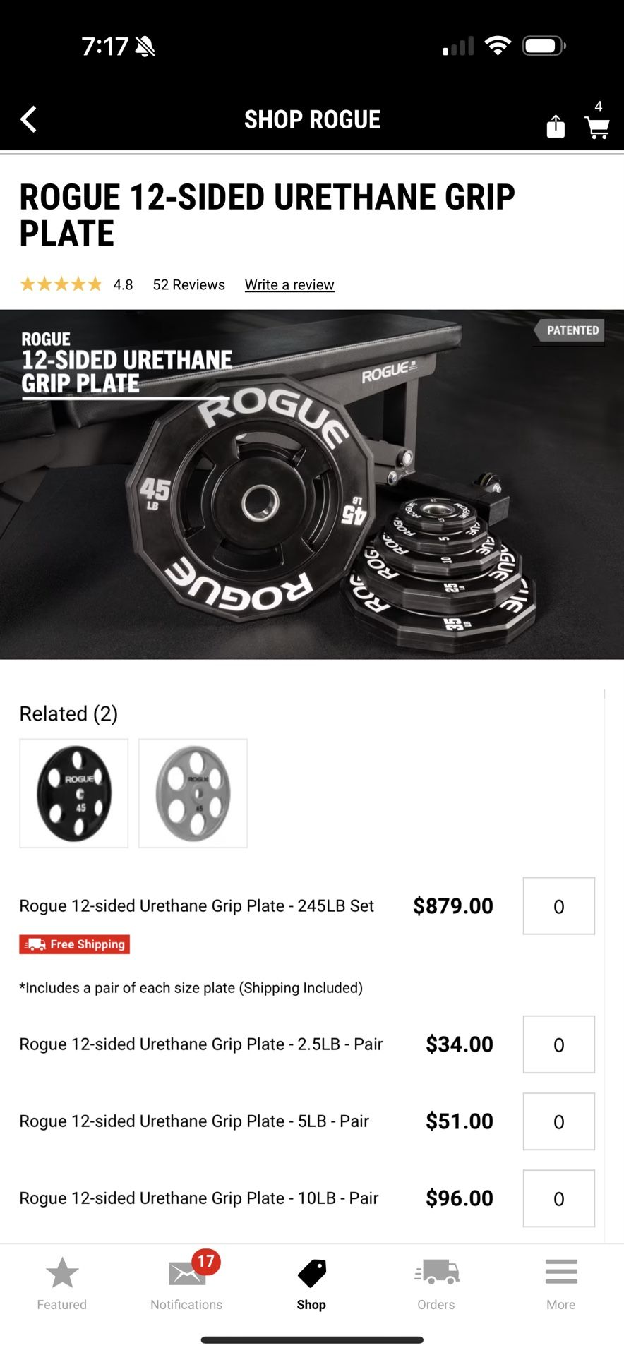 ROGUE 12-SIDED URETHANE GRIP PLATES