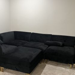 Black Velvet Modular Sofa 