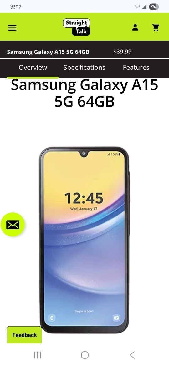 STRAIGHT TALK A15 5G 64GB WITH FULL MONTH SERVICE