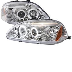 96-98 Honda Civic Spec-D Tuning Chrome Halo LED Projector Headlights - 2LHP-CV96-TM