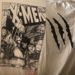 Marvel X-MEN Wolverine Black & White Comic Cover Claw Mark T-Shirt Mens Size Large