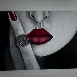 Large Modern Red Lips Canvas Wall Art – Bold Statement Piece