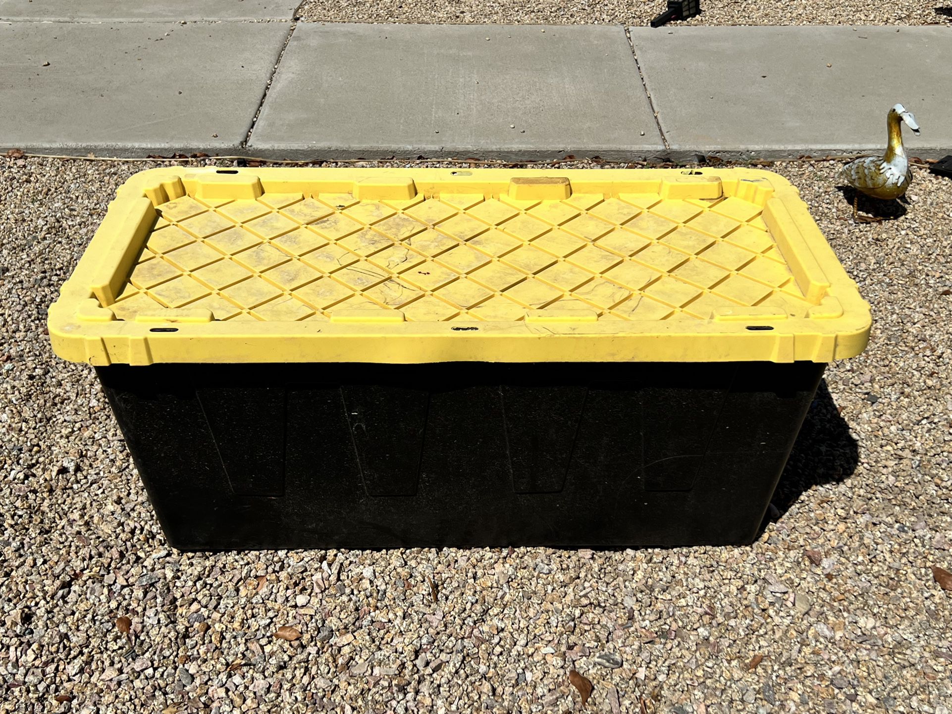 70 Gal. Tough Storage Tote with Wheels in Black with Yellow Lid for Sale in  Scottsdale, AZ - OfferUp