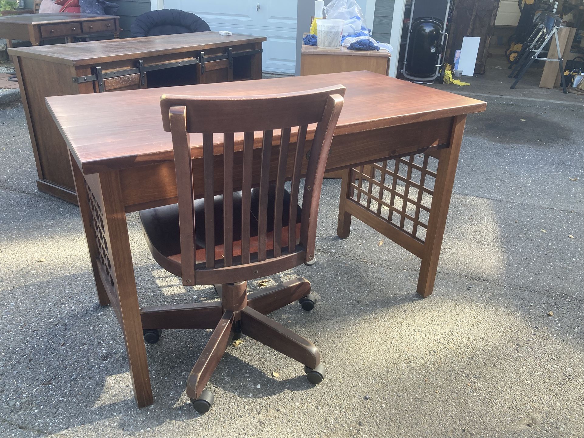 Pier One Solid Wood Desk And Chair 