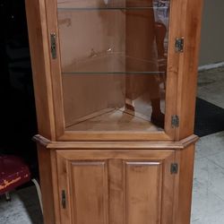 TELL CITY Solid Hard Rock Maple Colonial Early American Corner Display Cabine...
