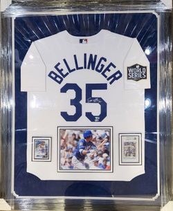 Cody Bellinger Signed, Fanatics-Certified, Custom-Framed Jersey Display Piece w/ 4 Autos!