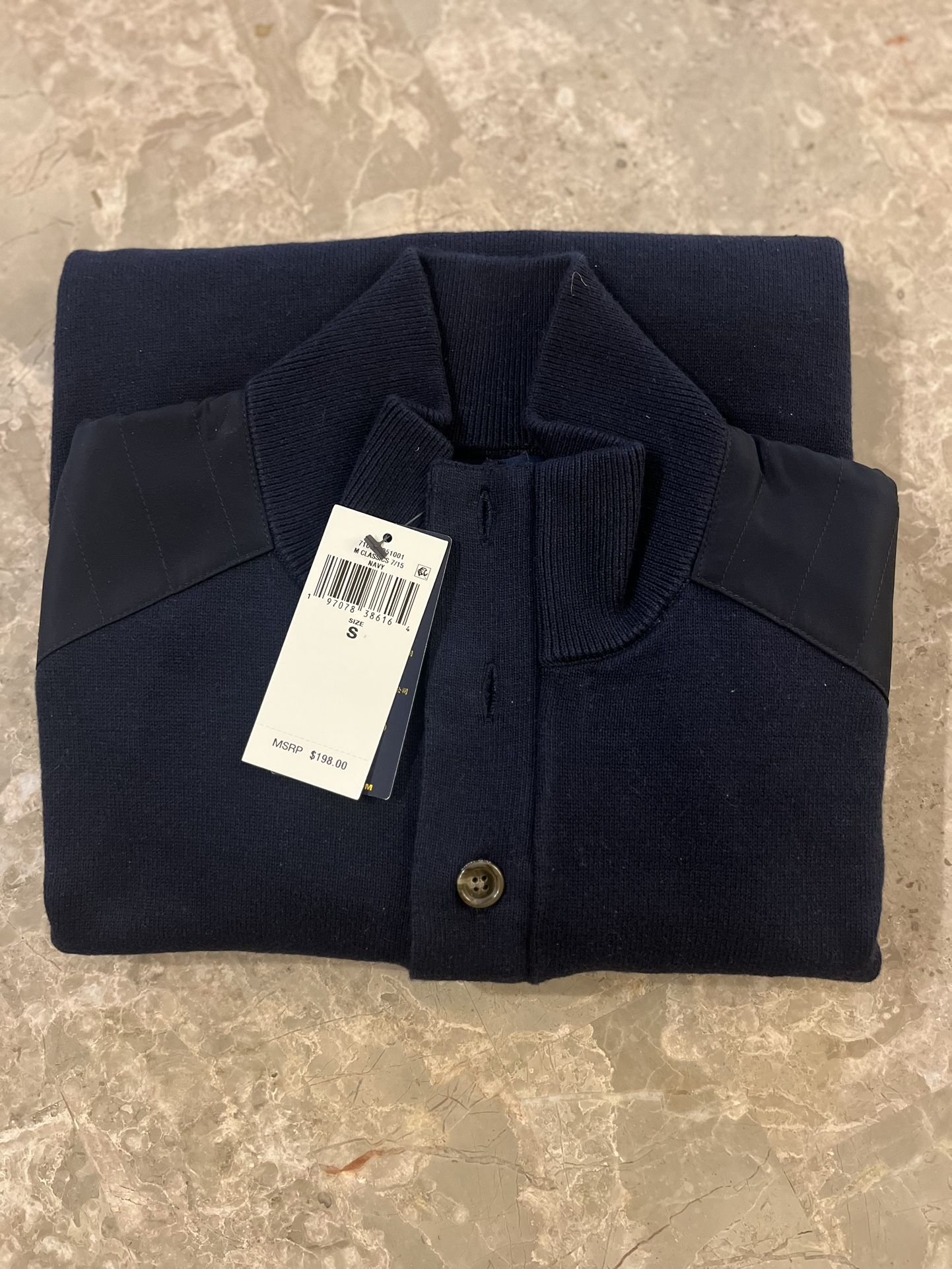 BRAND NEW Polo Ralph Lauren Leather Sleeve Button Up Swearet