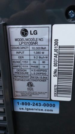 Lg Lp1010snr 10000 Btu Portable Air Conditioner For Sale In Puyallup Wa Offerup