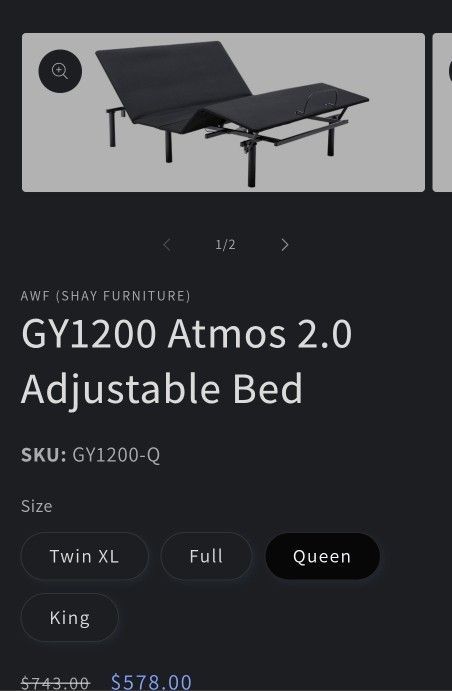 π₯ GY1200 Atmos 2.0 Adjustable Bed β NEW IN BOX π₯
SKU: GY1200-Q