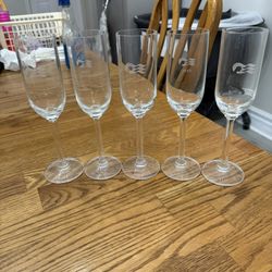 5 Princess Cruises Fluted Champagne Glasses