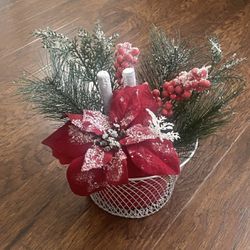 Christmas Poinsettia Plant Basket
