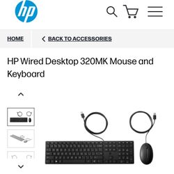 HP Wired Desktop 320MK Mouse and Keyboard