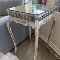Antique Mirrored Silver Vintage Side Table