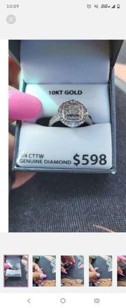 10k white gold real diamond ring