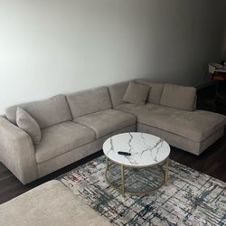 4 Cushion L shaped beige sofa couch