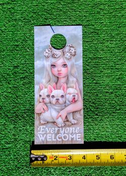 Camilla d'Errico Art Double-Sided Door Handle Hanging Welcome/Warning Notice EUC