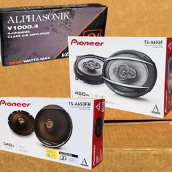 🚨 BLACK FRIDAY 🚨 Alphasonik Power Amplifier 4-Channel Speaker System Pioneer 6 1/2" 2-Way & 6x9" 4-Way Coaxial Speakers 790 Package 