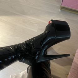 Pleaser Black Thigh High Boots 