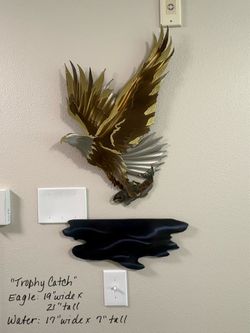 Ken Scott Signed Metal Wall Sculpture Featuring a Bald Eagle