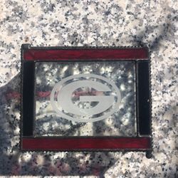 4x3” UGA Jewelry Textured Glass Trinket Box, Hinged with Chain - Compare @$35+