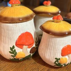 Vintage Canisters (3) & pot