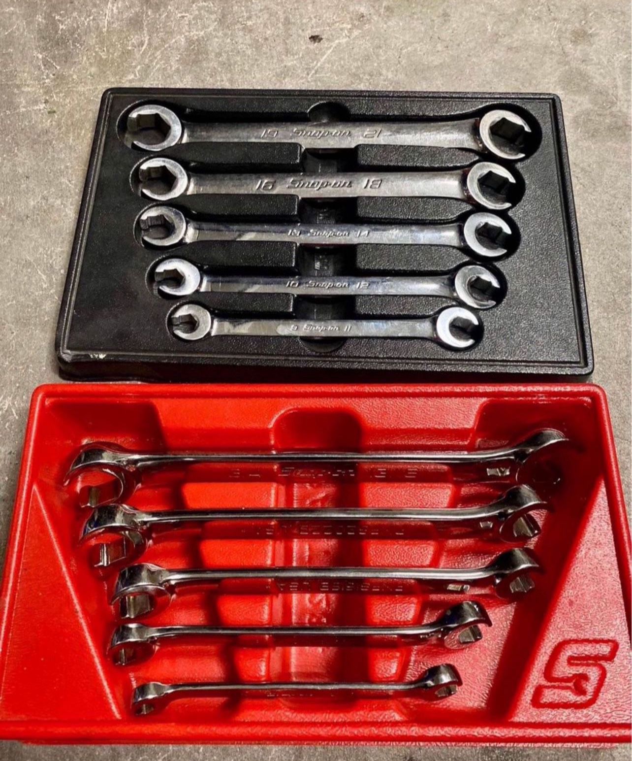 Snap on 5 pc 6-Point Double End Flare Nut Wrench Set metric and standard
