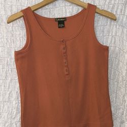 Eddie Bauer: Orange Sleeveless Snap Front Top, Size: Medium