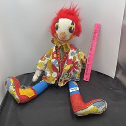 Rare Vintage Big Buttons 1960’s R Dakin & Co  Big Buttons Clown Plush Stuffed