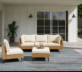 outdoor patio rattan sectional set