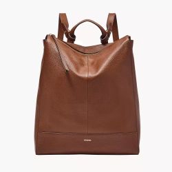 New - Fossil Elina Large Convertible Backpack Brown Leather