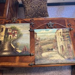 Two Euro Hanging Oil Paintings on Canvas