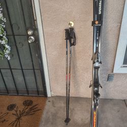 Volkl Tiger Shark 10 Foot Downhill Carving Skis, Men's Ski Boots, And Poles