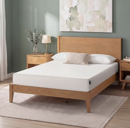 Mattress Set - Zinus 6 Inch Green Tea Memory Foam, Wooden Roll-Up Slats, Waterproof Protector