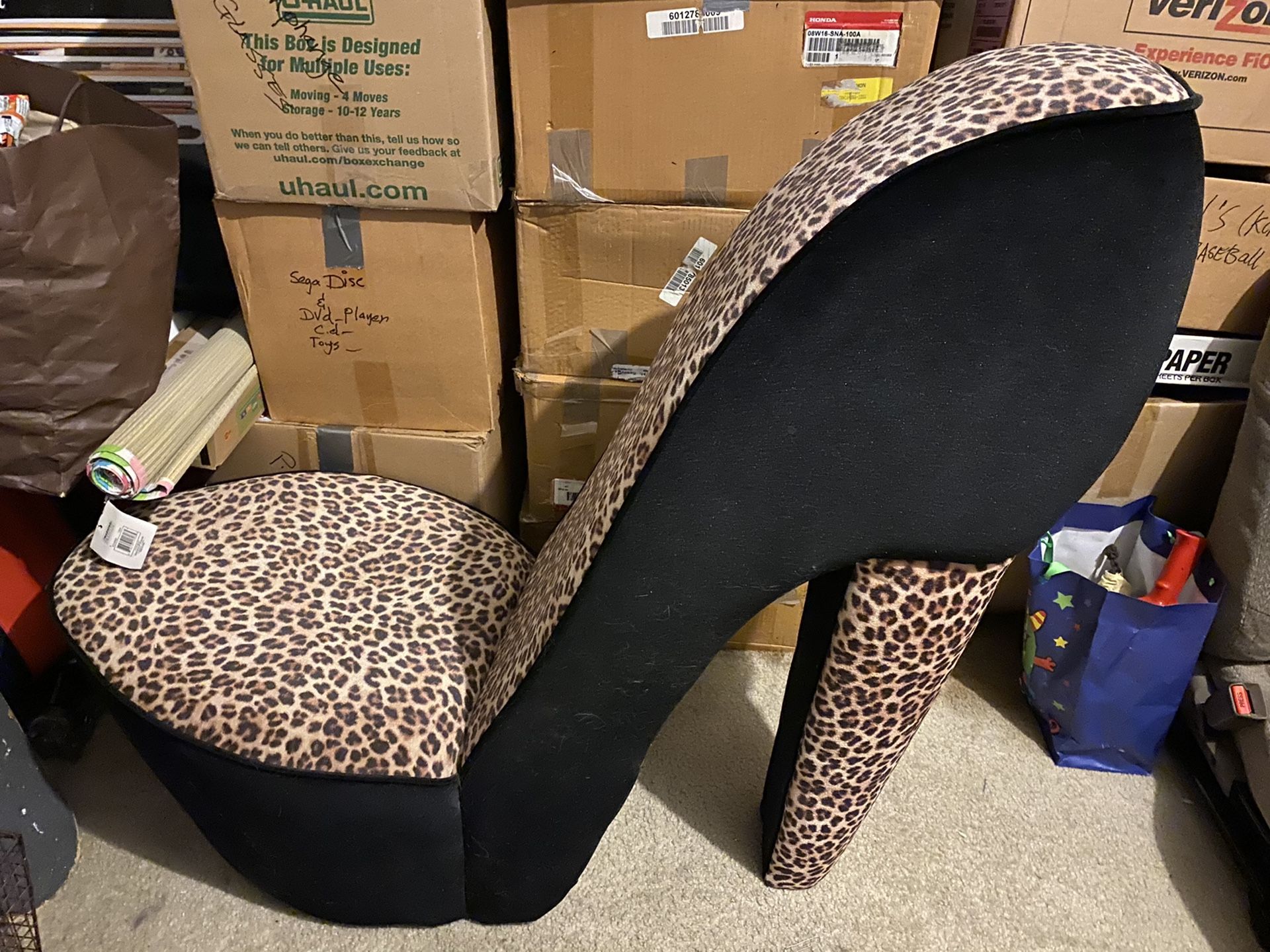 Accent Chair - One of a kind leopard print high heel shoe chair