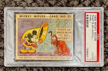 1935 Mickey Mouse Gum Inc #23 R89 “Type I” Card #23 EXTREMELY RARE AND LOW POP!! FOR SALE!!! THIS IS FOR THE DIE-HEART DISNEY COLLECTOR!! A MUST HAVE!