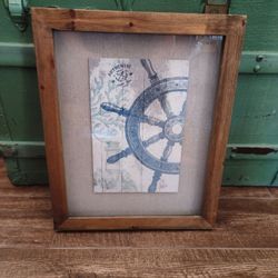 Nautical Ships Wheel Framed Home Decor