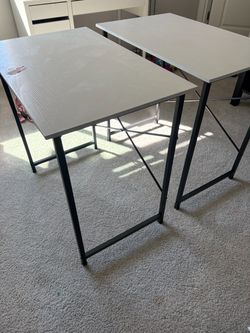 White Top Desk with Black Metal Legs