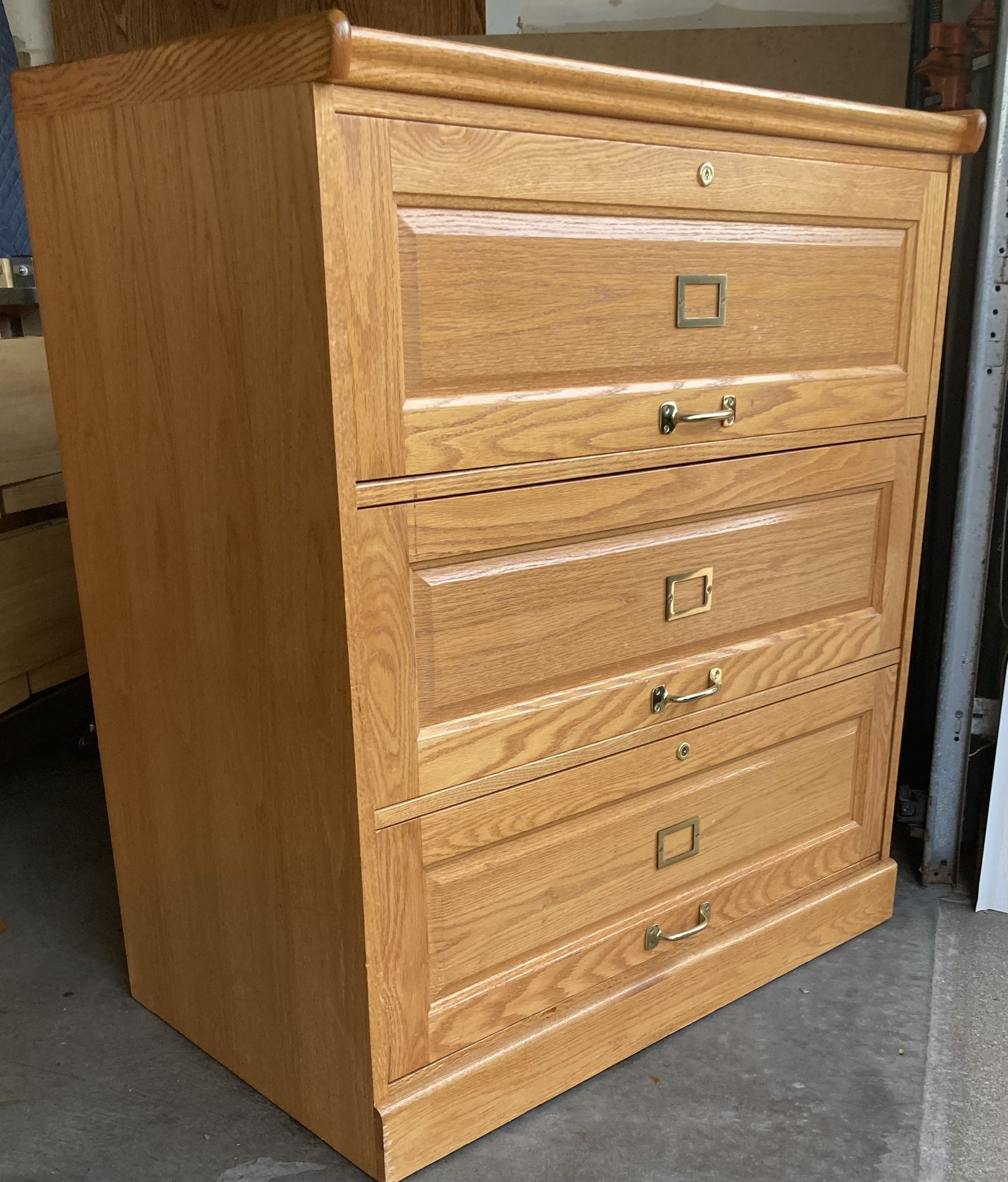 3 Drawer Oak Chest Of Drawers File Cabinet TV Entertainment Base