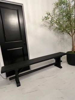 Real solid wood well made black painted bench